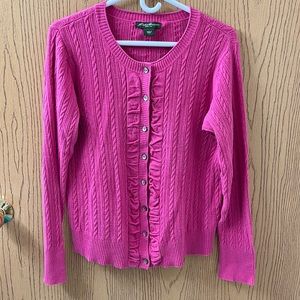 Eddie Bauer Pink Button Down Cardigan Sweater Large